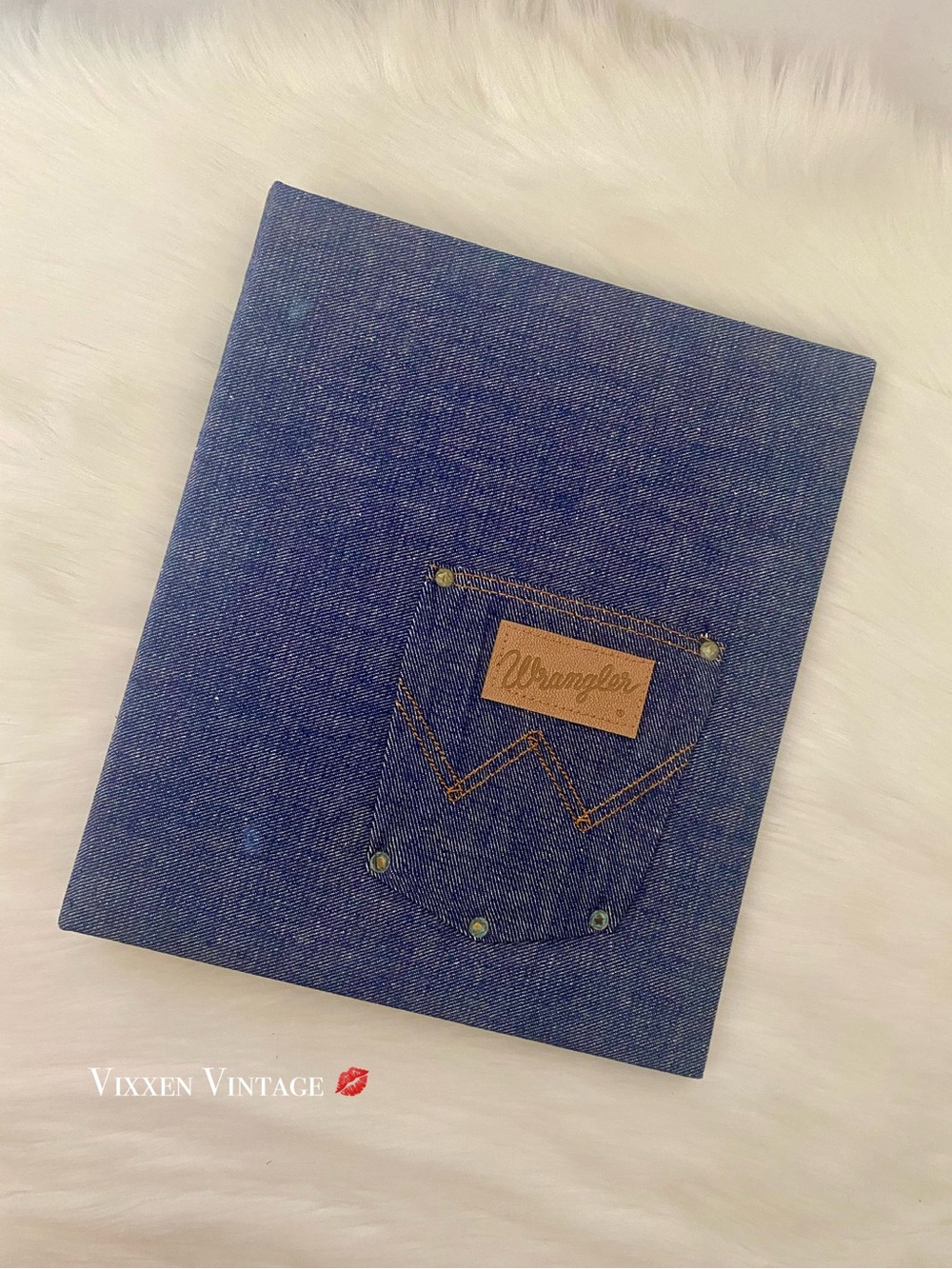 VINTAGE 1970'S WRANGLER DENIM JEAN POCKET 3-RING BINDER